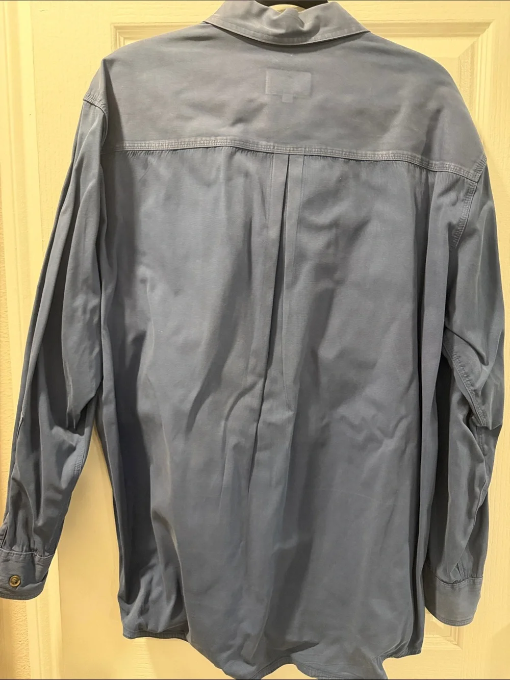Schnee’s Men's Long-Sleeve Casual Button-Down Shirt in Dusty Blue XL